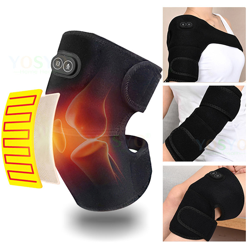 Premium Electric Heated Shoulder Brace & Knee Support with Vibration Massage, Adjustable Strap, Far Infrared Heat, USB  