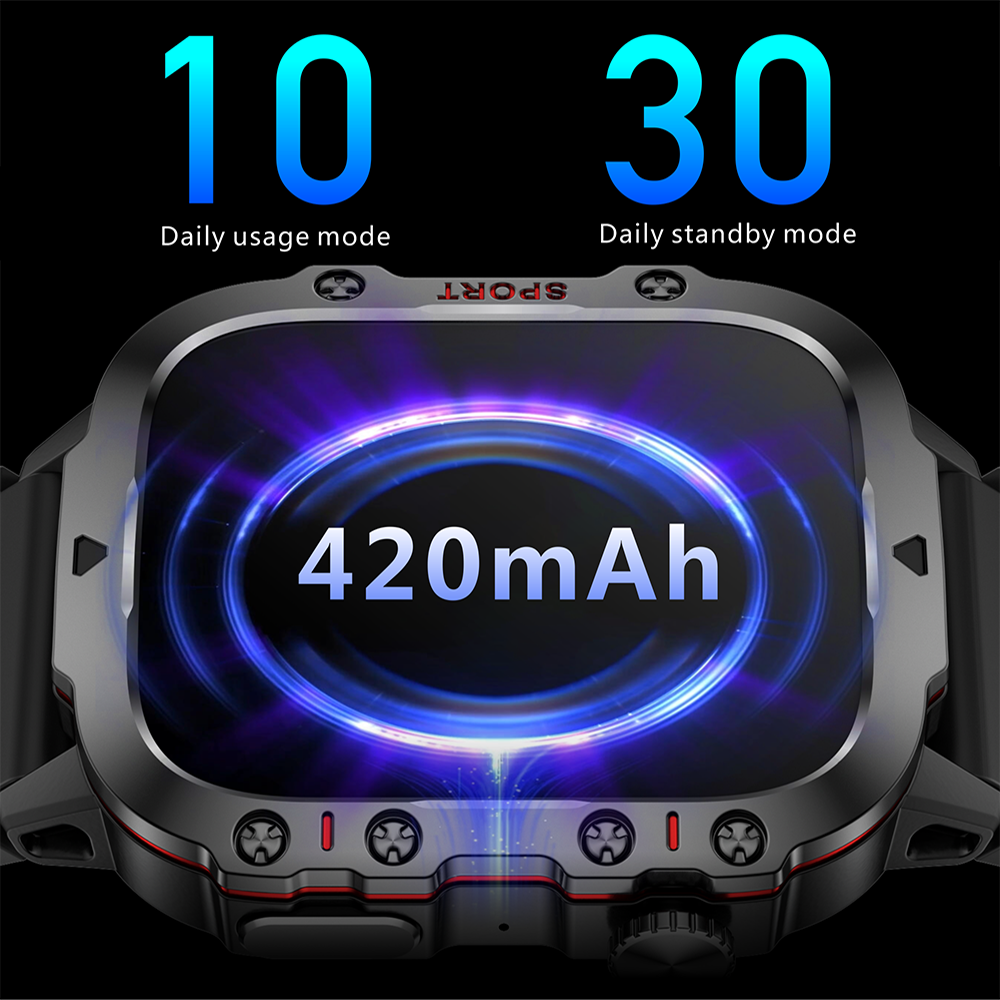 Premium Outdoor Smartwatch for Men – 2.01" HD Screen, 3ATM Waterproof, Bluetooth Calling, AI Voice Assistant, 100+ Sports 