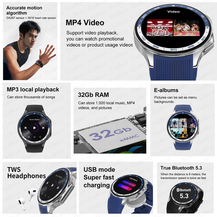 Premium Smartwatch for Men – Bluetooth Calling, 390mAh Battery, IP68 Waterproof, Fitness & Health Tracking, Music Player, 