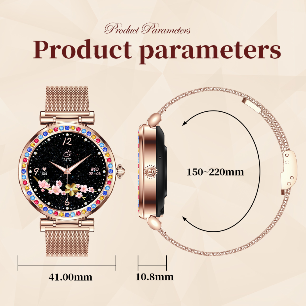 Premium Smartwatch for Women – 1.27" HD Screen, Heart Rate & Blood Pressure Monitoring, IP67 Waterproof, Bluetooth 5.2, 