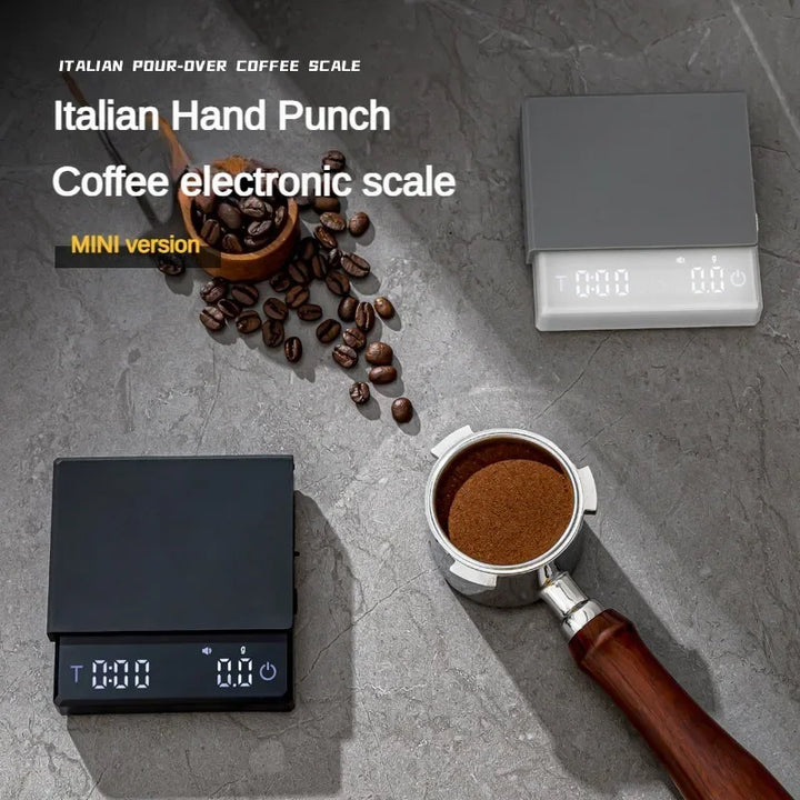 Premium Mini Espresso Coffee Scale - Smart Timer Kitchen Balance, USB Rechargeable, 2kg/0.1g Precision Measurement 