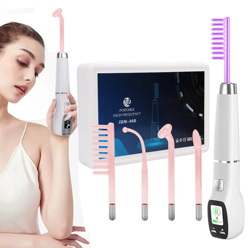 Premium 4 in 1 High Frequency Skin Therapy Wand - Portable Electrotherapy Device for Acne Treatment, Skin Rejuvenation, Anti