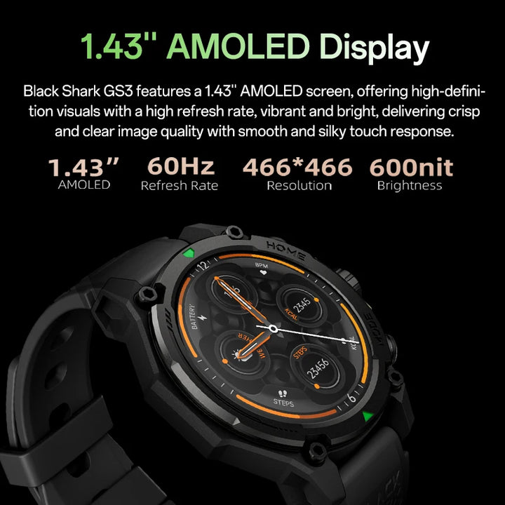 Luxury GPS Smartwatch – 1.43" AMOLED Display with 21-Day Battery Life, 5ATM Waterproof, Built-in GPS Satellite Positioning