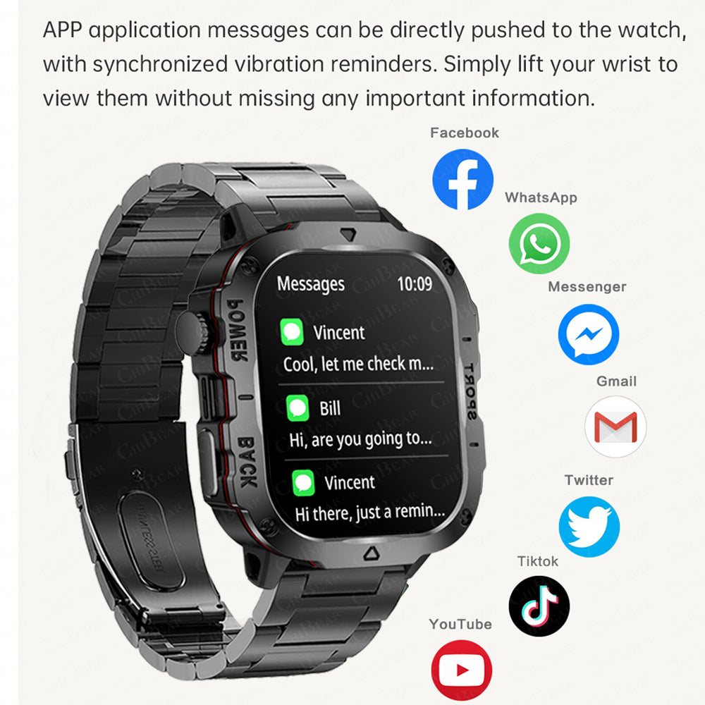 Premium Outdoor Smartwatch for Men – 2.01" HD Screen, 3ATM Waterproof, Bluetooth Calling, AI Voice Assistant, 100+ Sports 