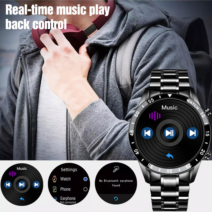 Premium Men's Smartwatch – Full Circle Touch, Bluetooth Call, IP67 Waterproof, Fitness & Health Tracking, 1.3" HD Screen,