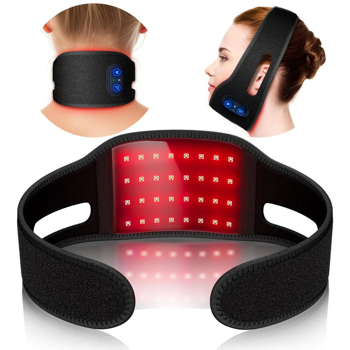 Premium Red Light Therapy Neck Belt - Wearable Infrared Pain Relief Wrap for Neck, Chin & Shoulder, 660nm + 850nm Dual 