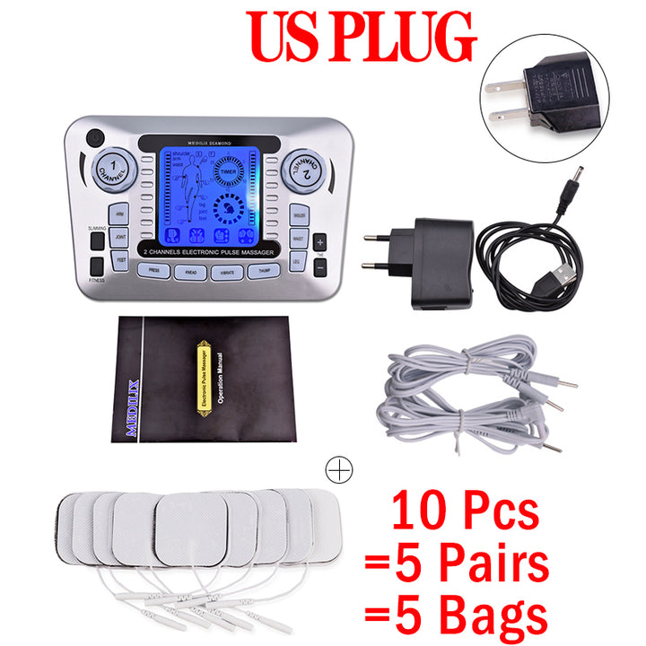 Luxury 12 Modes Electric TENS Pulse Massager - EMS Muscle Stimulator for Pain Relief, Acupuncture Therapy, Slimming & Fat 