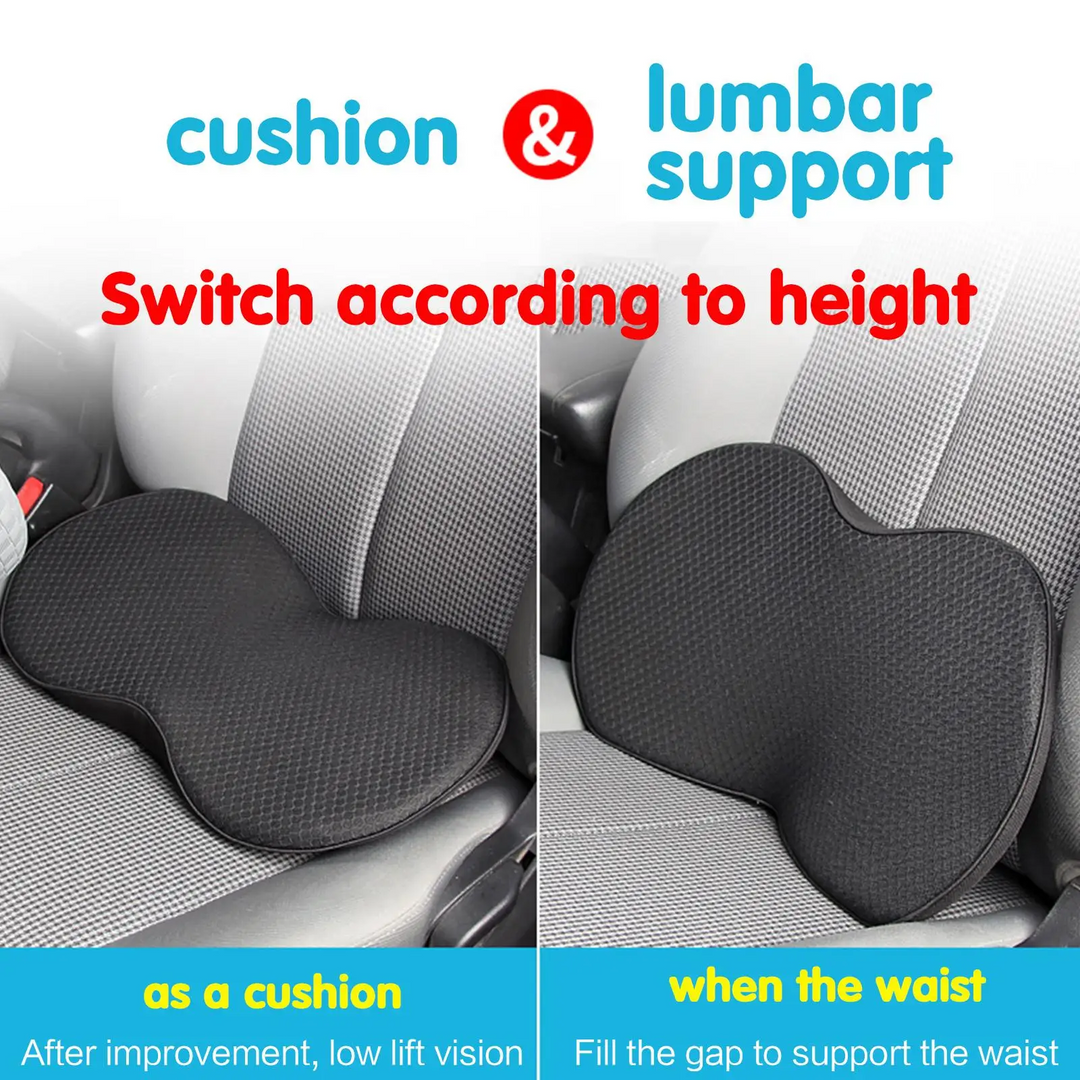 Premium 2 in 1 Multifunctional Car Seat Cushion – Universal Memory Lumbar Pillow for Breathable Comfort, Driver Support, and