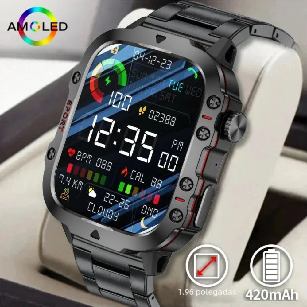 Premium Outdoor Smartwatch for Men – 2.01" HD Screen, 3ATM Waterproof, Bluetooth Calling, AI Voice Assistant, 100+ Sports 