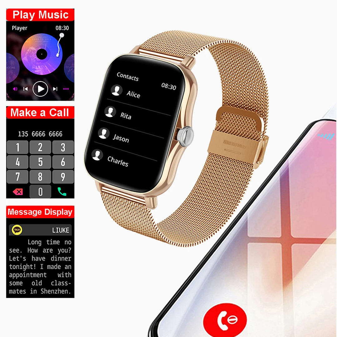 Premium Smartwatch for Men and Women – 2.01" Curved Screen, IP68 Waterproof, Bluetooth Calling, Heart Rate, SpO2, Sleep 