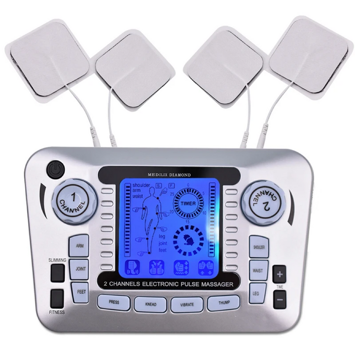 Luxury 12 Modes Electric TENS Pulse Massager - EMS Muscle Stimulator for Pain Relief, Acupuncture Therapy, Slimming & Fat 