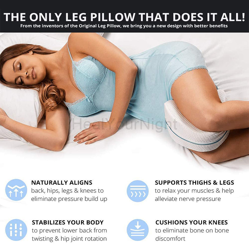 Premium Leg Pillow for Side Sleepers – Memory Foam Relief for Pregnant Women, Leg Pain & Edema – Breathable Heart-Shaped