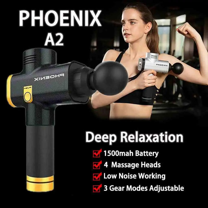 Premium Portable Massage Gun with 24V Deep Tissue Muscle Relief, 3/20 Speed Modes, 6 Interchangeable Heads, Low-Noise Motor 