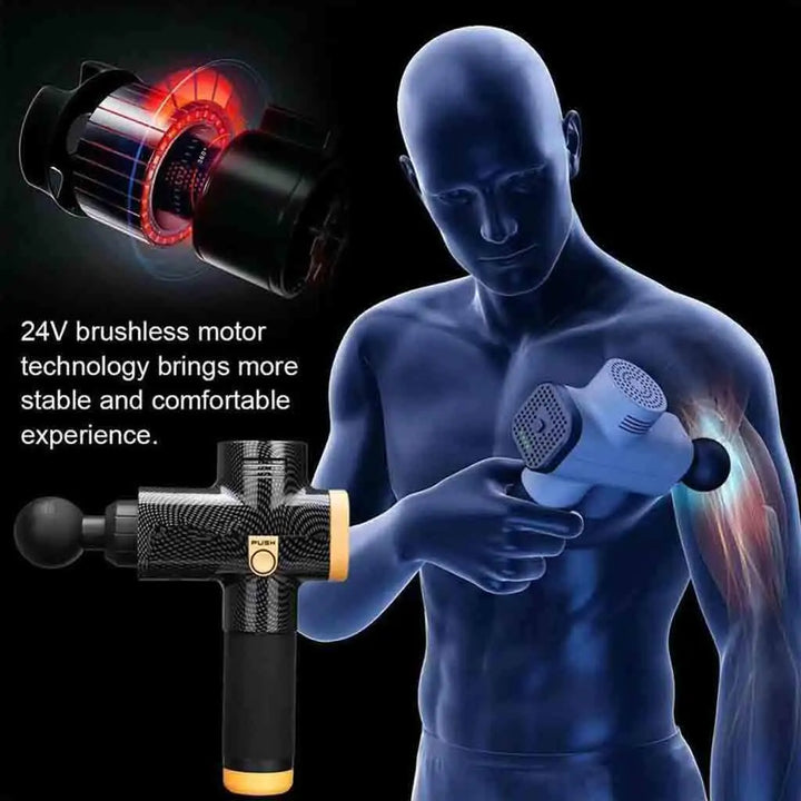 Premium Portable Massage Gun with 24V Deep Tissue Muscle Relief, 3/20 Speed Modes, 6 Interchangeable Heads, Low-Noise Motor 