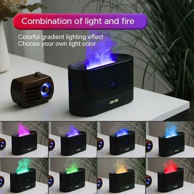 Premium Aromatherapy Diffuser & Air Humidifier - Ultrasonic Cool Mist, LED Essential Oil Flame Lamp, Quiet Operation, 180ml 