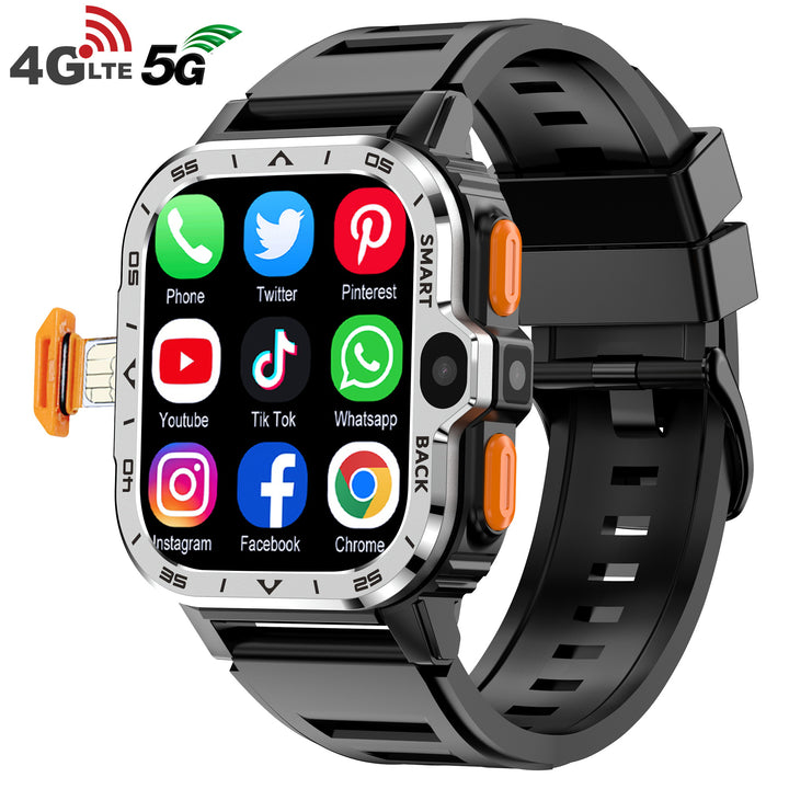 Premium 4G Android Smartwatch for Men – 2.03" HD Dual Camera, GPS, 64GB ROM, NFC, Wi-Fi, Bluetooth, Heart Rate Monitoring, 