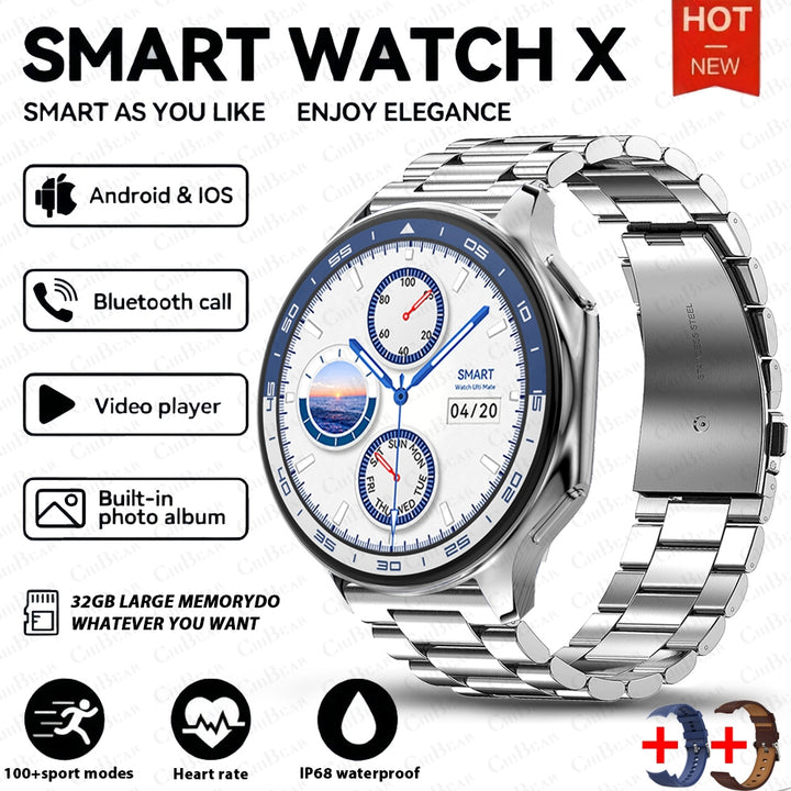 Premium Smartwatch for Men – Bluetooth Calling, 390mAh Battery, IP68 Waterproof, Fitness & Health Tracking, Music Player, 