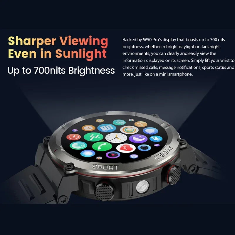 Premium Rugged Smartwatch for Outdoor – 2.01" HD TFT Display, Bluetooth Calling, 900mAh Battery, Heart Rate & Blood Oxygen 