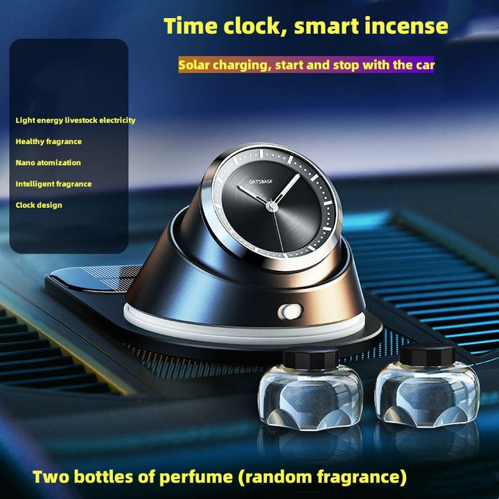 Premium Car Air Purifier & Aromatherapy Diffuser – Intelligent Clock Design, USB-C Rechargeable, French Fragrance Perfume, 