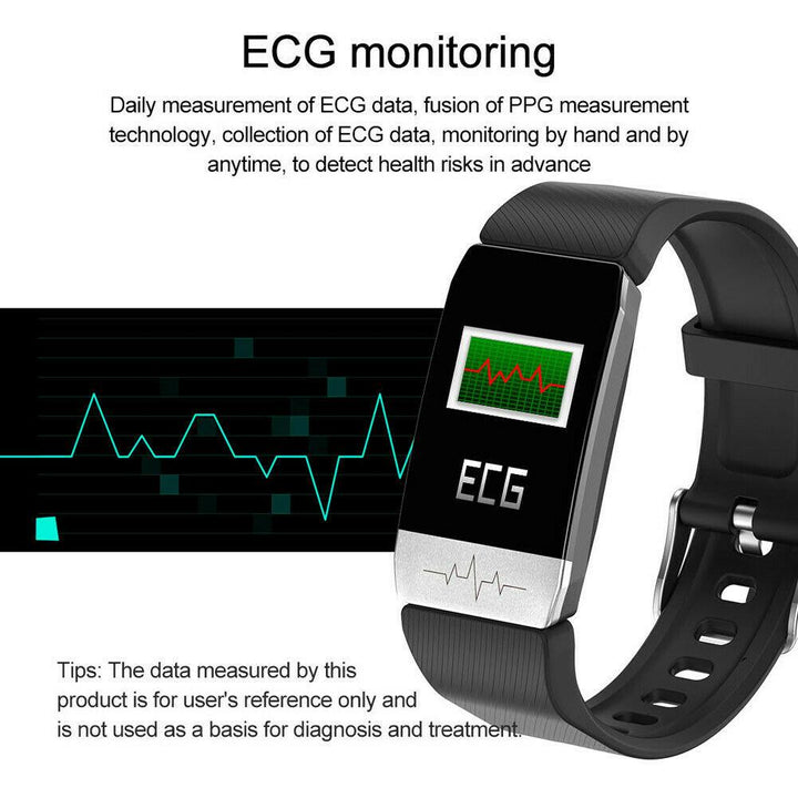 Premium Smart Health Bracelet – ECG, Heart Rate, Blood Pressure, Body Temperature Monitor, Sports Tracker, Drink Reminder,  