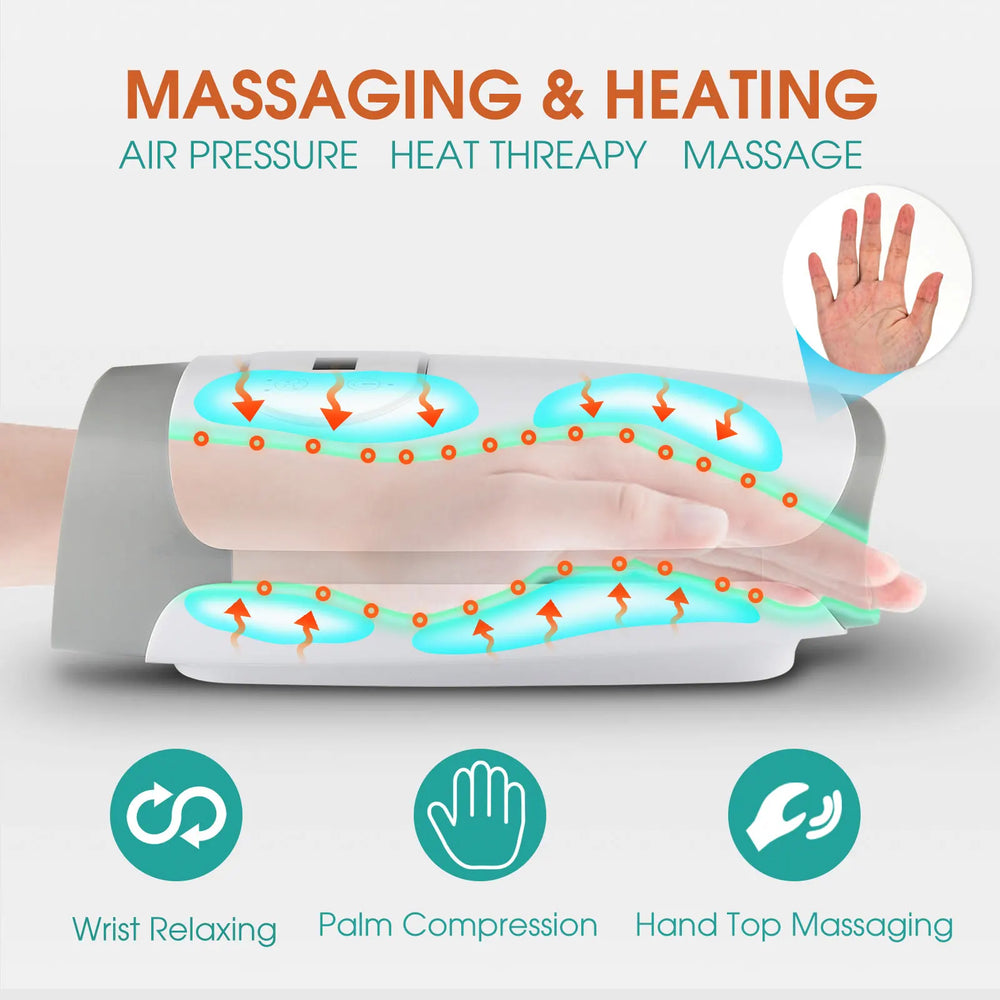 Premium Heated Hand Massager with Air Pressure and Hot Compress for Arthritis Relief, Cold Hand Comfort, and Finger Numbness