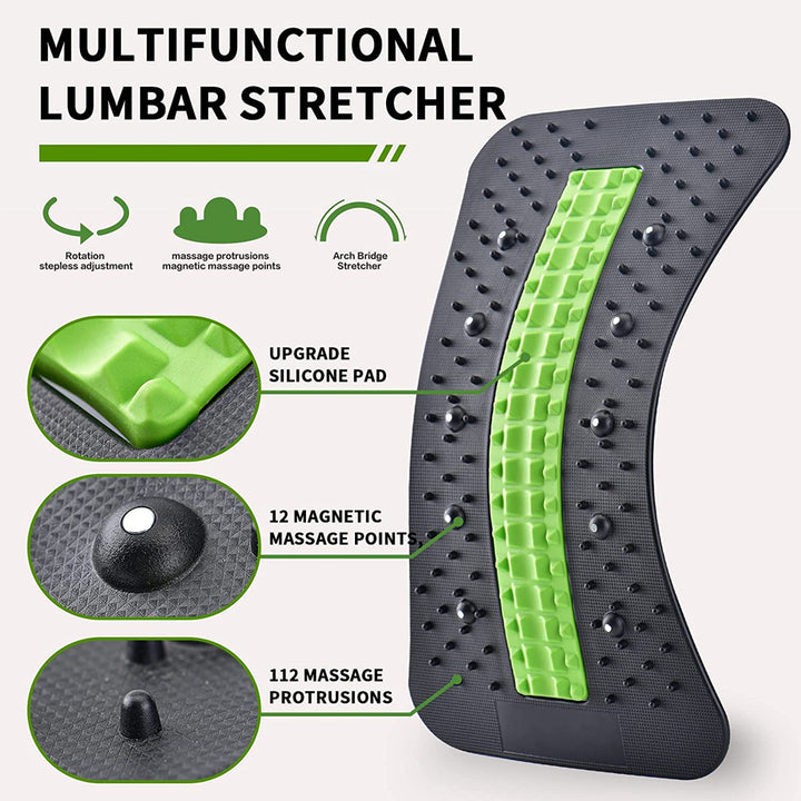 Premium Back Stretcher for Lower Back Pain Relief – 6th Gen Lumbar Support, Magnetic Massage Points, Adjustable Arch fo