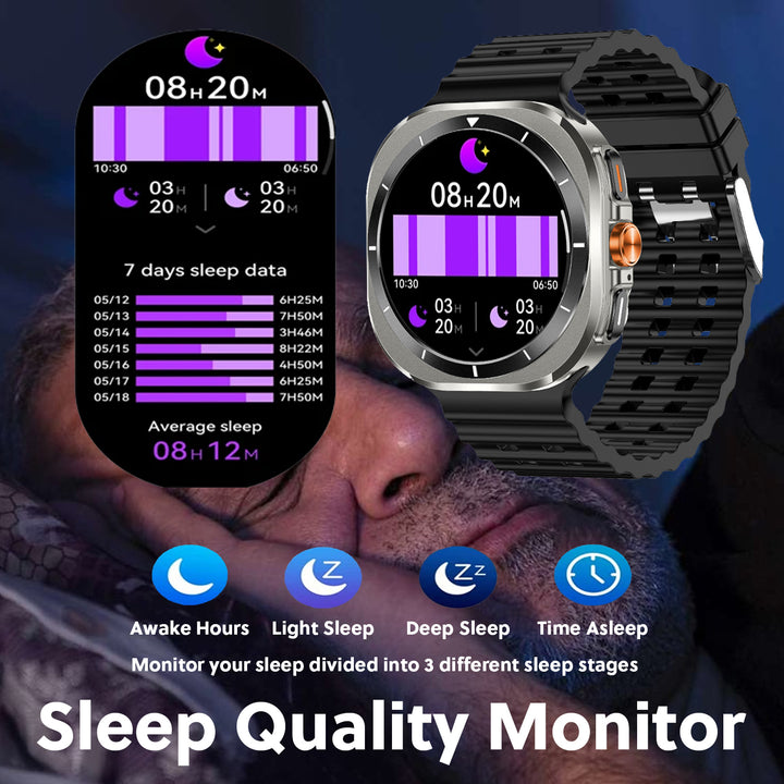 Premium Smartwatch for Men and Women – 1.43" AMOLED Display, IP68 Waterproof, Bluetooth Calling, Heart Rate, Blood Oxygen, 