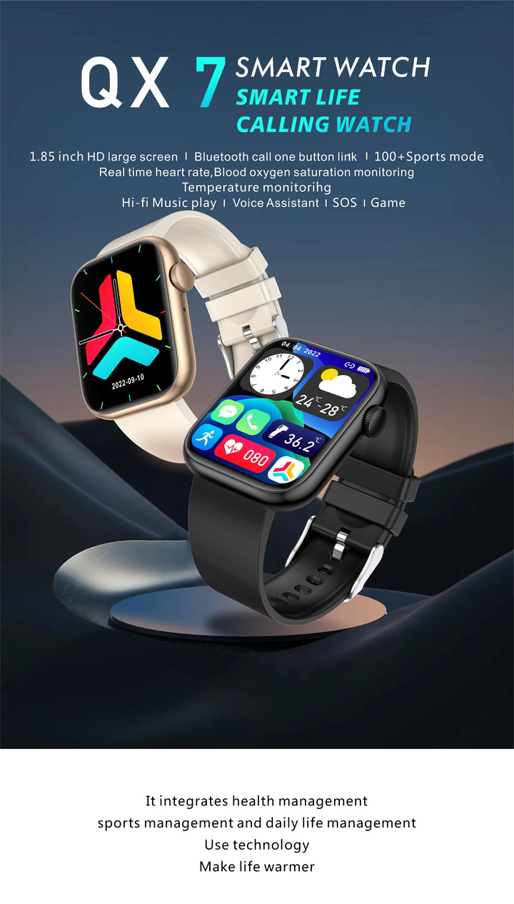 Premium Smartwatch - Wireless Charging, Bluetooth Calls, Fitness Tracker, Custom Watch Faces, Heart Rate Monitoring, Sleep Tracking, Waterproof, Men & Women