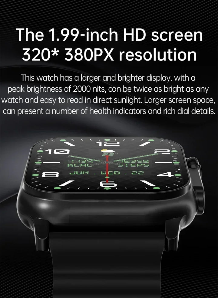 Luxury Smartwatch for Men & Women – 49mm Bluetooth GPS Tracker, NFC, Music Control, Wireless Charging, High-End Fitness Watch – Health Monitoring