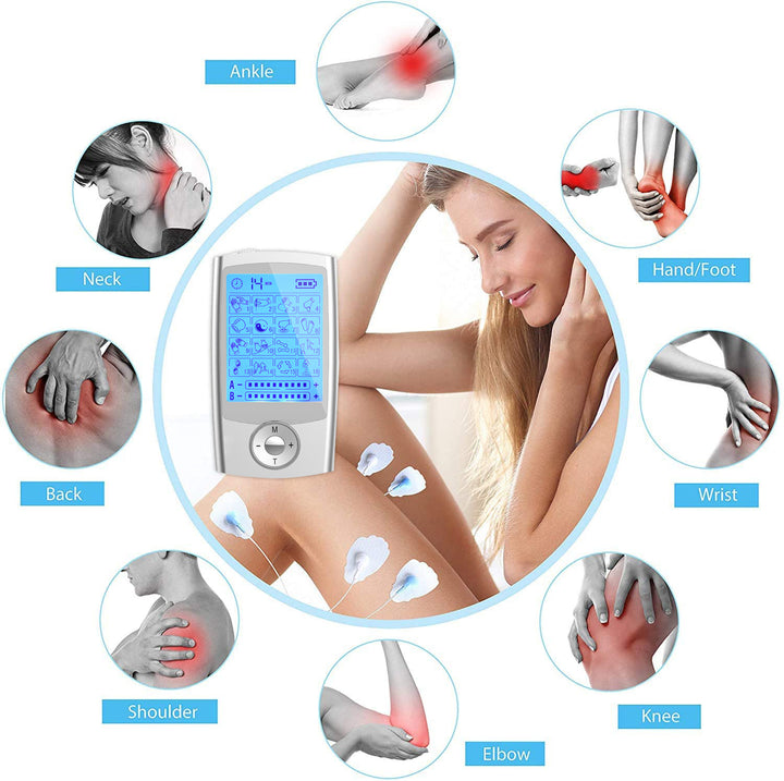 Premium EMS Professional Muscle Stimulator - 4 Output Channels, 24 Modes, Pain Relief Tens Machine, Adjustable Timer & 