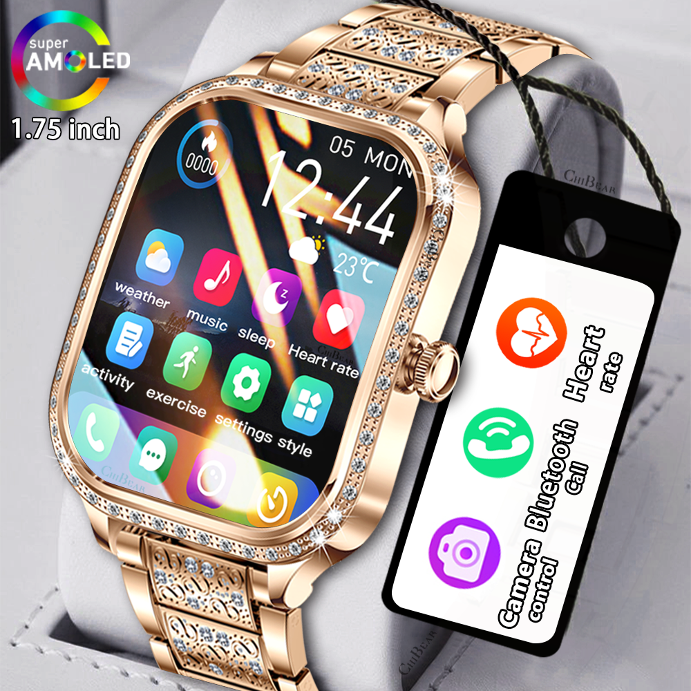 Luxury Smartwatch for Women – 1.57" AMOLED Screen, Bluetooth Calling, Health & Fitness Monitor, Heart Rate, Blood Pressure, 