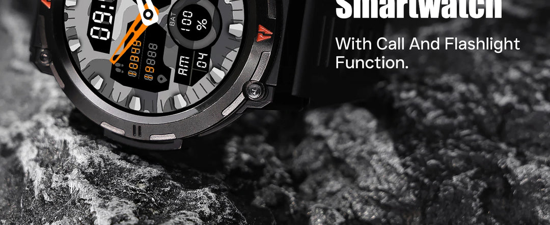 Premium Smart Watch for Men, Bluetooth Call, Full Touchscreen, Health Monitor, IP68 Waterproof, Fitness Tracker, Flashlight, Custom Faces, iOS & Android Compatible