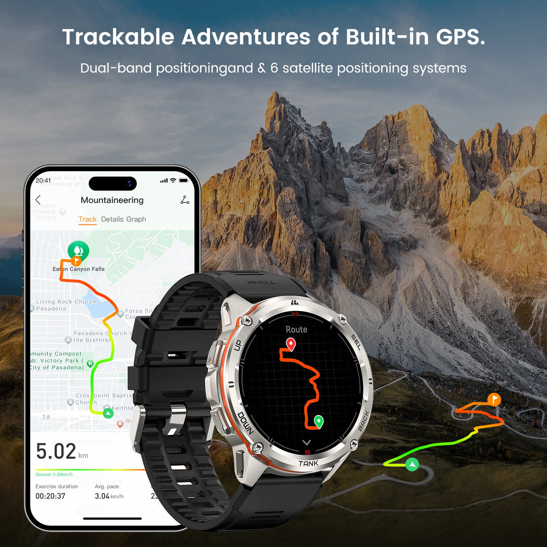 Premium Ultra GPS Smartwatch for Men, 470mAh AMOLED Fitness Tracker, Bluetooth, Digital Watch with AOD, Heart Rate Monitor, Activity Tracker & More