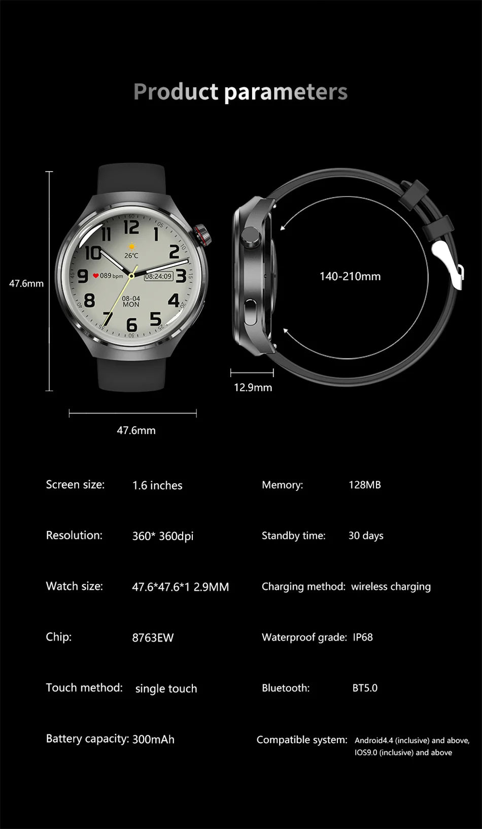 Premium GPS Smart Watch for Men & Women | 360° AMOLED Display, NFC, Bluetooth Call, IP68 Waterproof, Heart Rate Monitor, Fitness Tracker, Sleep Monitoring, Multi-Sport Modes