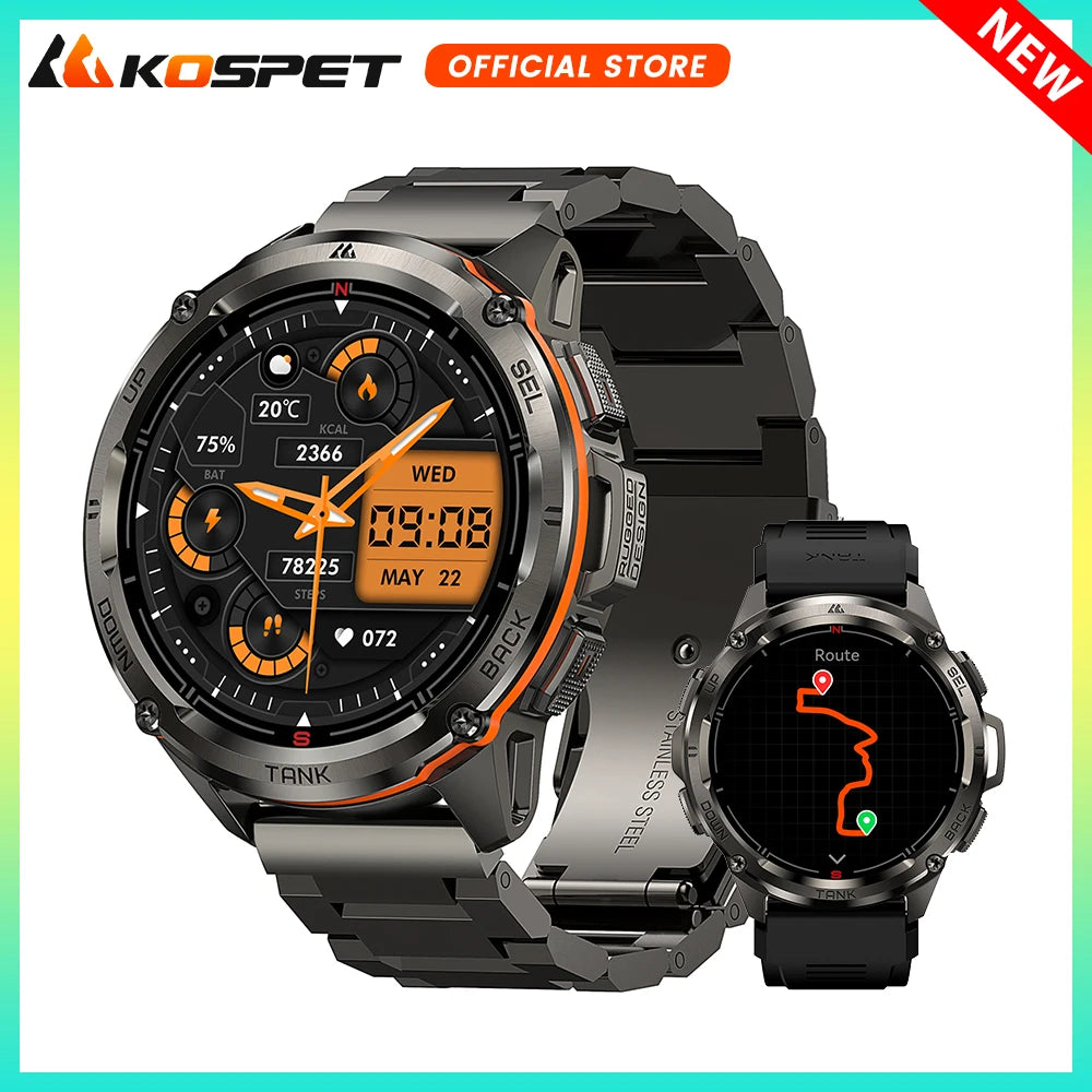 Premium Ultra GPS Smartwatch for Men, 470mAh AMOLED Fitness Tracker, Bluetooth, Digital Watch with AOD, Heart Rate Monitor, Activity Tracker & More