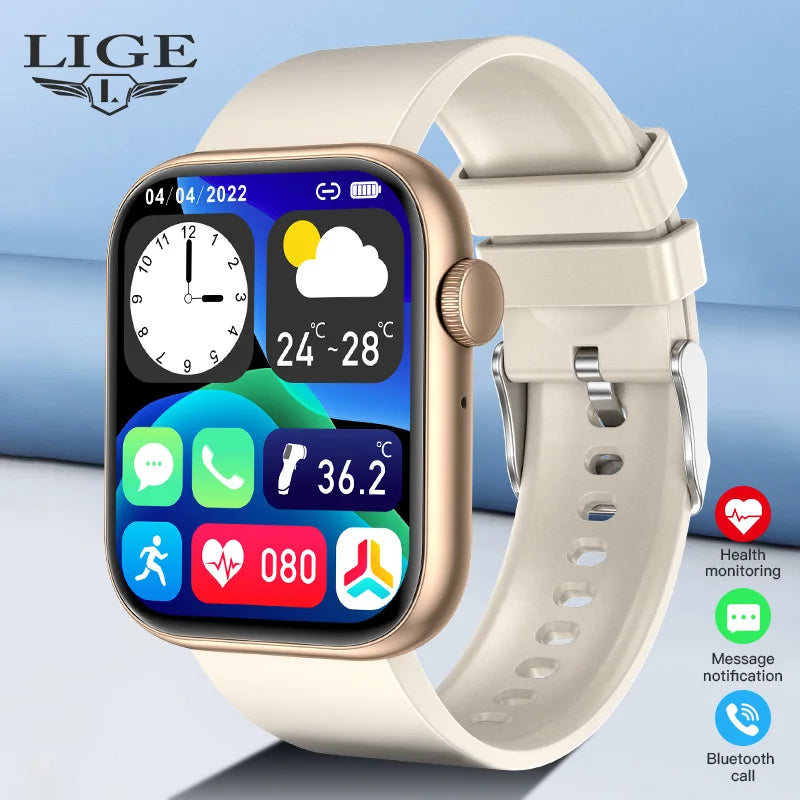 Premium Smartwatch - Wireless Charging, Bluetooth Calls, Fitness Tracker, Custom Watch Faces, Heart Rate Monitoring, Sleep Tracking, Waterproof, Men & Women