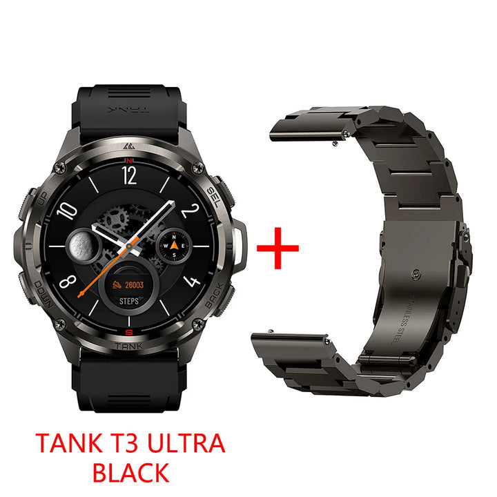 Premium Ultra GPS Smartwatch for Men, 470mAh AMOLED Fitness Tracker, Bluetooth, Digital Watch with AOD, Heart Rate Monitor, Activity Tracker & More