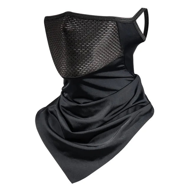 Premium Breathable Ear Hanging Mask – Ice Silk Cycling Face Cover, Triangle Headscarf, Nylon Cool Material for Outdoor 