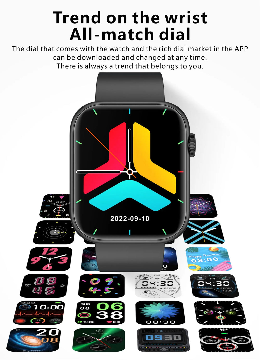 Premium Smartwatch - Wireless Charging, Bluetooth Calls, Fitness Tracker, Custom Watch Faces, Heart Rate Monitoring, Sleep Tracking, Waterproof, Men & Women