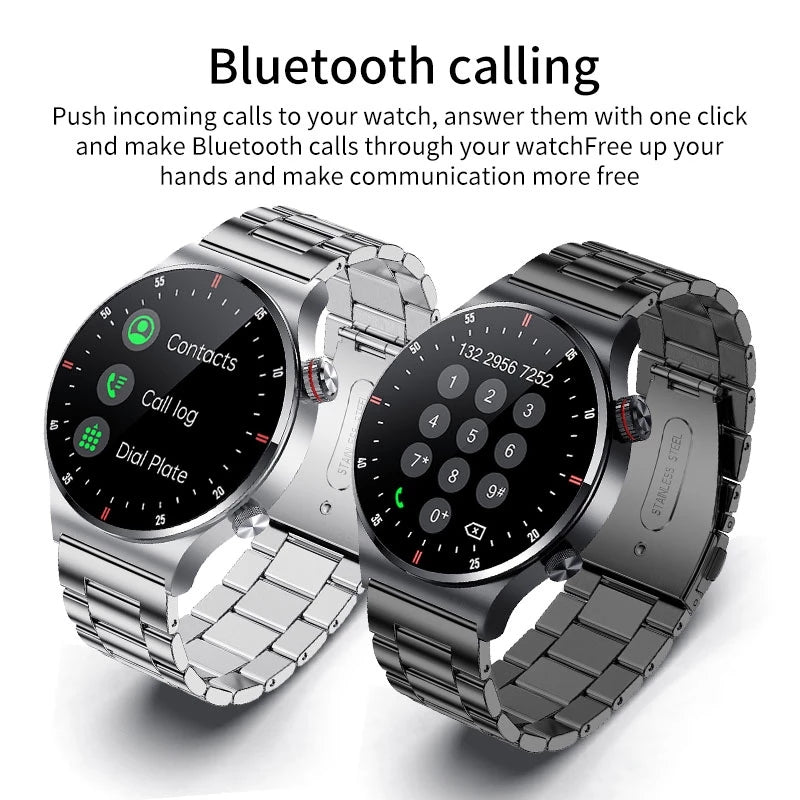 Premium Smartwatch for Men – ECG + PPG, Bluetooth Call, AMOLED Full Touch, NFC, Sports Mode, Waterproof, Heart Rate, Blood 