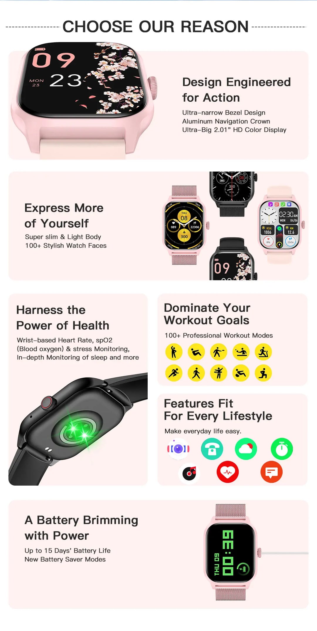 Luxury Smartwatch Android OS - 1.44" Full Touch Screen, Bluetooth Call, Music Control, Fitness Tracker for Men & Women, Health Monitor