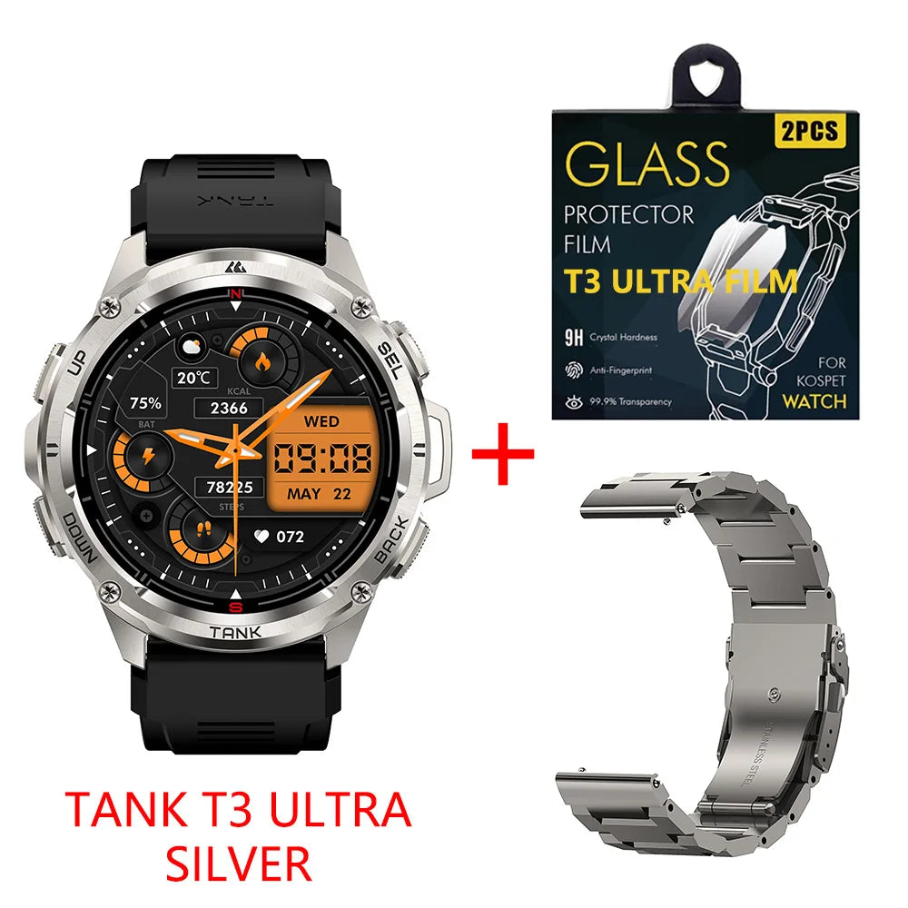 Premium Ultra GPS Smartwatch for Men, 470mAh AMOLED Fitness Tracker, Bluetooth, Digital Watch with AOD, Heart Rate Monitor, Activity Tracker & More