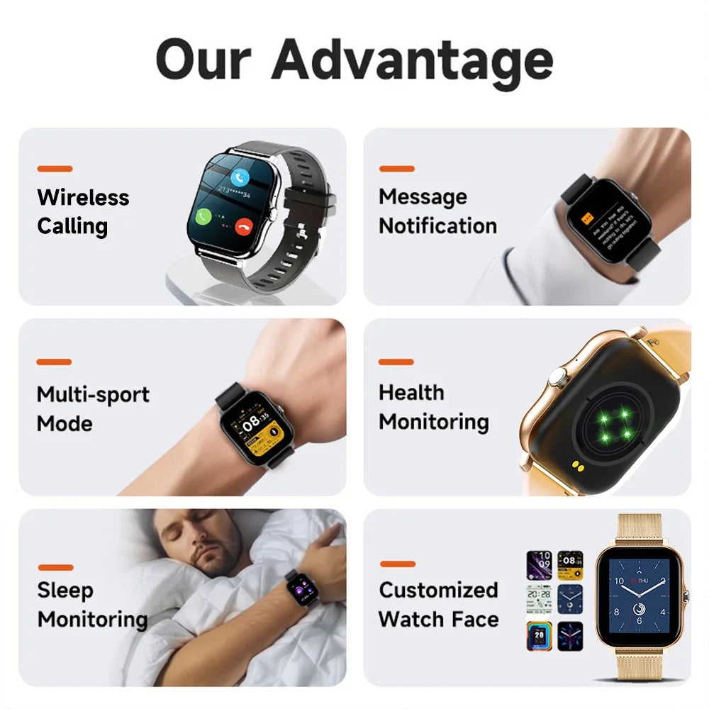 Luxury Smartwatch Android OS - 1.44" Full Touch Color Screen, Bluetooth, Custom Dial, for Men & Women, Smart Watch with Call Feature