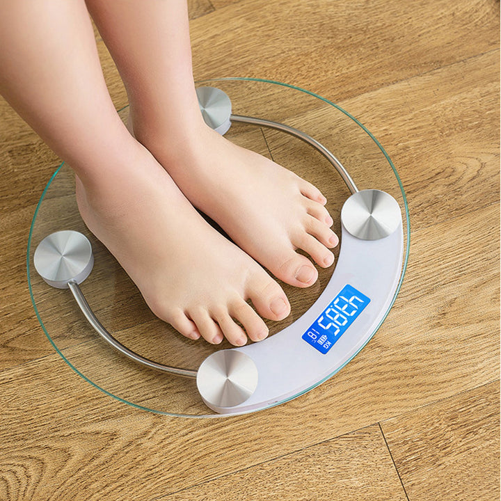 Premium Round Digital Body Weight Scale – High-Definition LCD Display, Tempered Glass, Auto On/Off, Precision Accuracy 