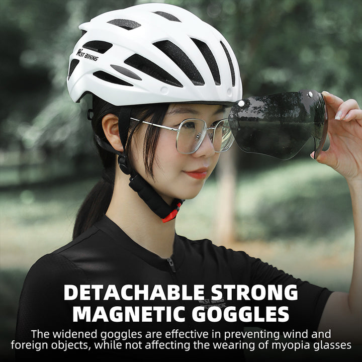 High-Quality Magnetic Lens Cycling Helmet - Breathable, Lightweight MTB & Road Bike Helmet for Men & Women, Integrated 