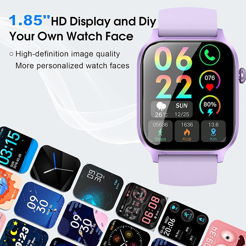 Premium Smartwatch for Men & Women – 1.85" HD Screen, Bluetooth Call, Sports Mode, Heart Rate, Blood Pressure Monitoring,