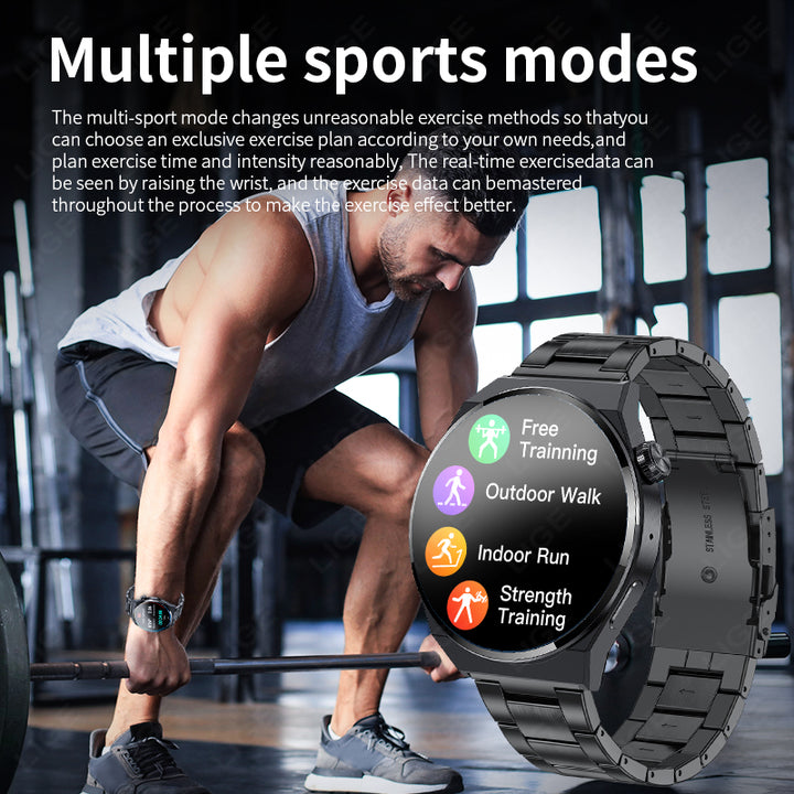 Premium Smartwatch for Men – ECG + PPG, Bluetooth Call, AMOLED Full Touch, NFC, Sports Mode, Waterproof, Heart Rate, Blood 