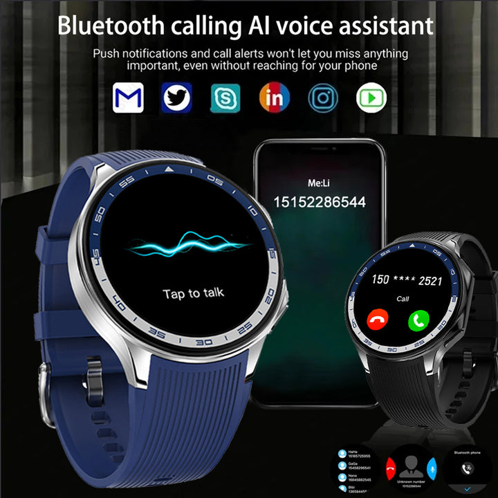 Premium Smartwatch for Men – Bluetooth Calling, 390mAh Battery, IP68 Waterproof, Fitness & Health Tracking, Music Player, 