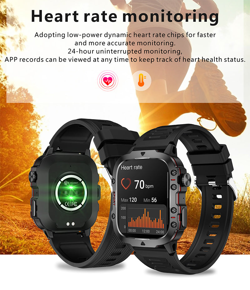 Premium Outdoor Smartwatch for Men – 2.01" HD Screen, 3ATM Waterproof, Bluetooth Calling, AI Voice Assistant, 100+ Sports 