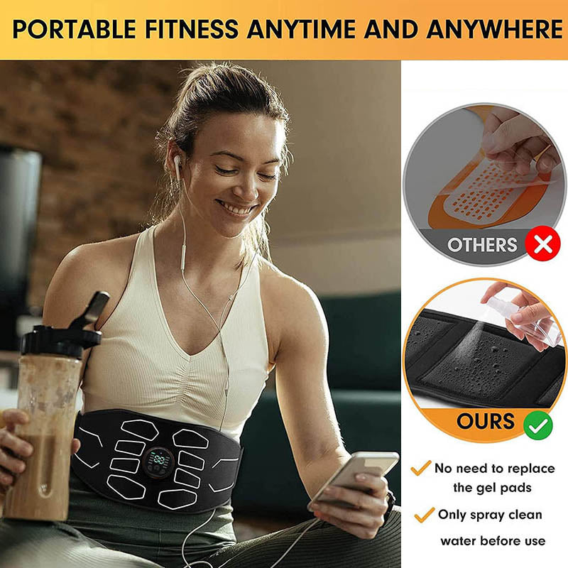 Premium Abdominal Toning Belt - Electronic Muscle Stimulator for Home and Office Fitness, USB Rechargeable, 10 Training